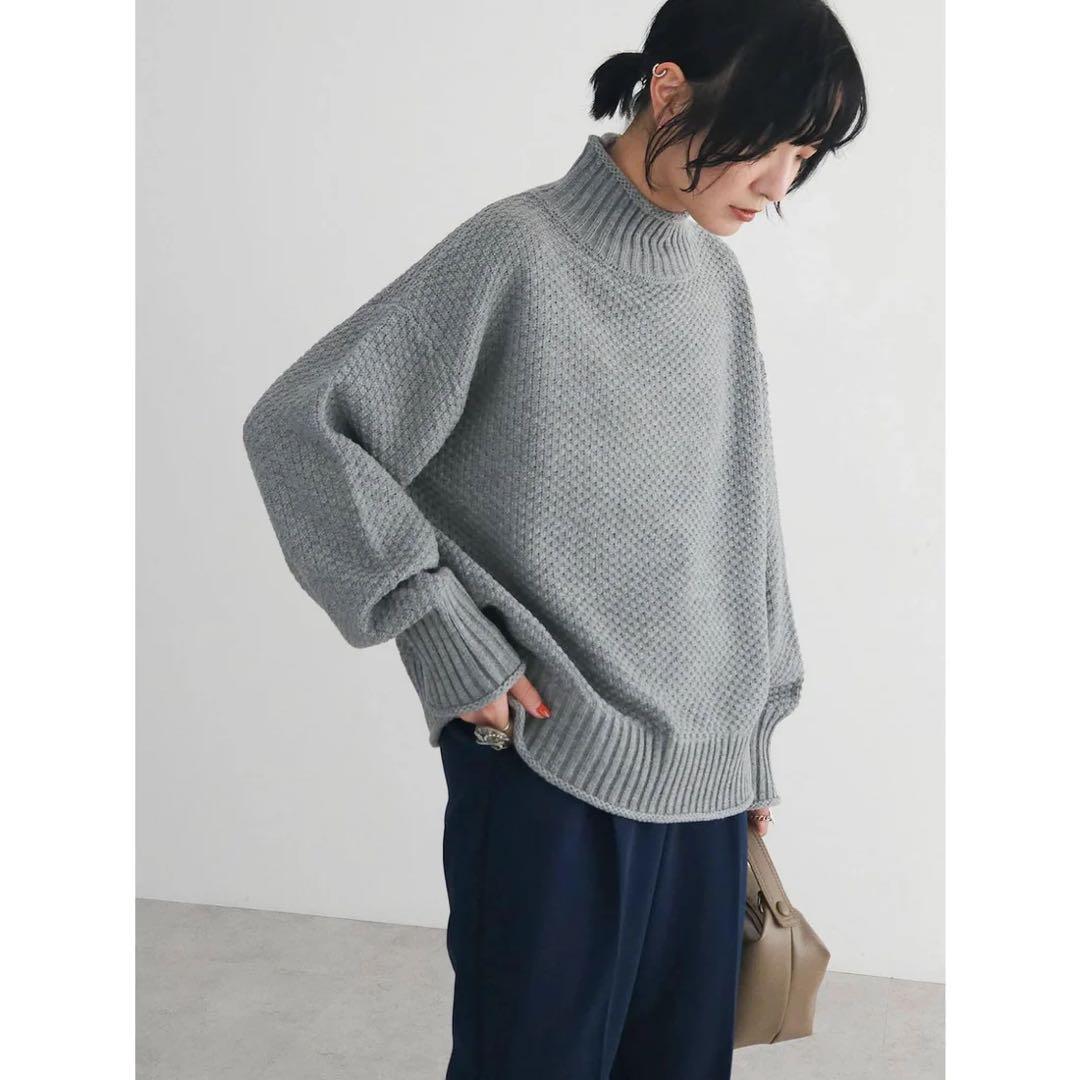 natural couture｜配色プレーティングポリニットカーデ