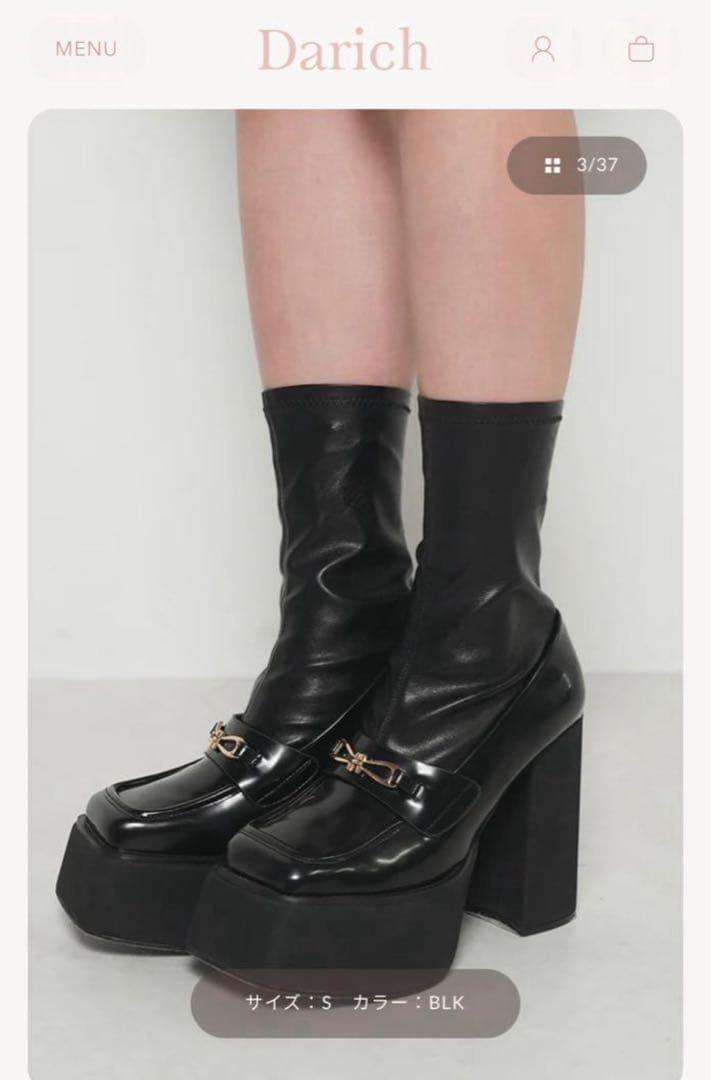 【Darich】レディース ブラック ハイヒールブーツ S
