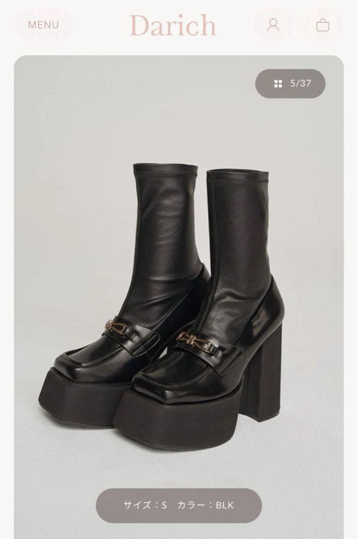 【Darich】レディース ブラック ハイヒールブーツ S