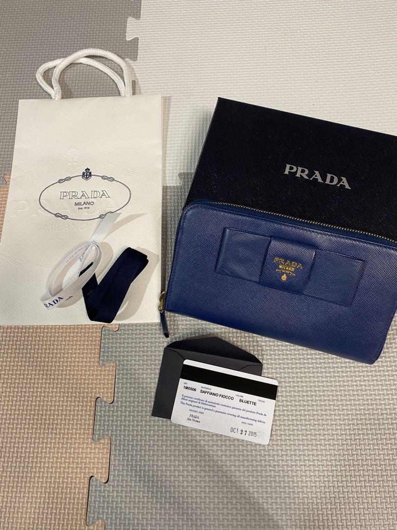 PRADA 黒 リボンデザイン 長財布 PRADA プラダ 長財布 リボン サフィアーノレザー 金ロゴ ブラック