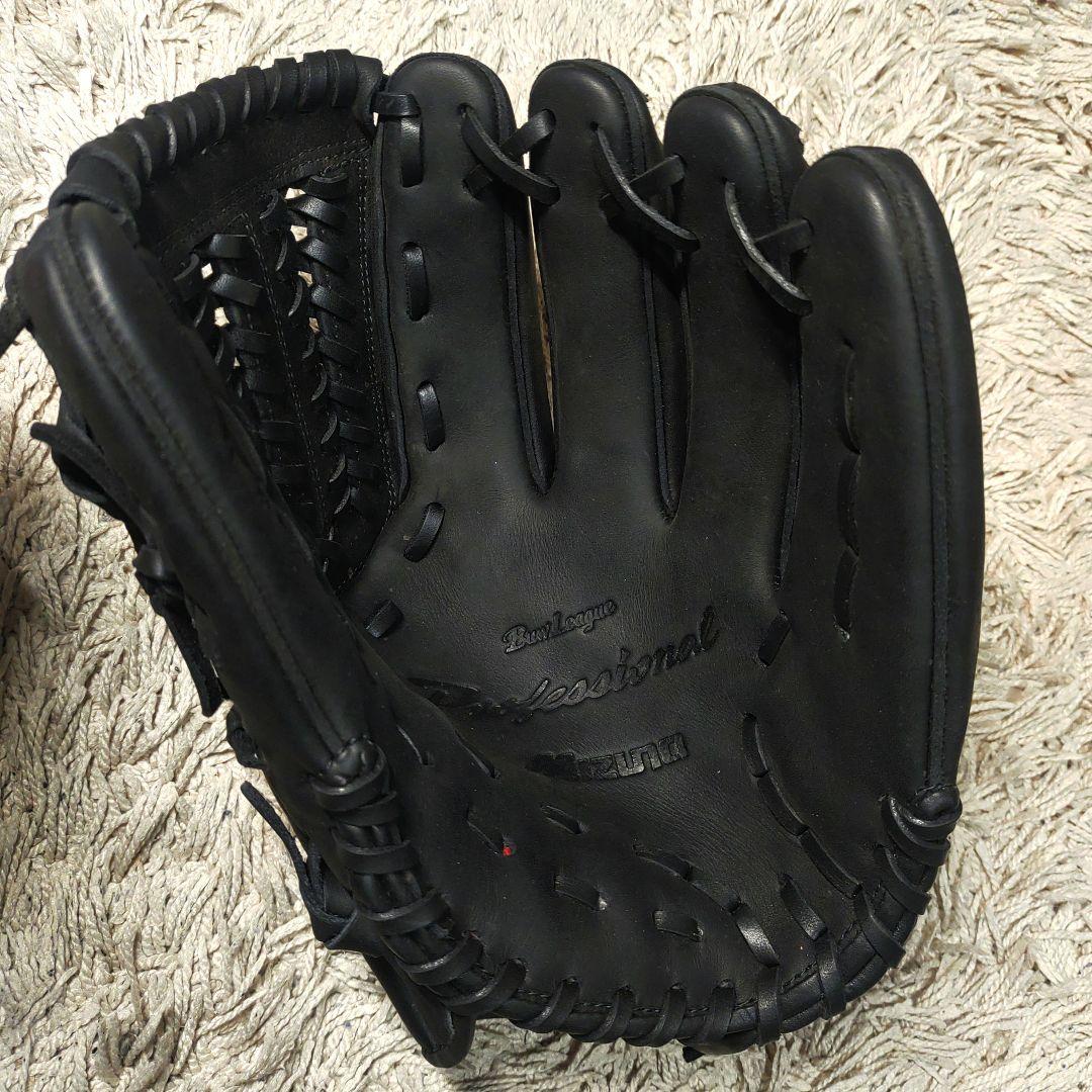 【美品】MIZUNO ミズノ軟式野球　グローブ　ブラック　右利き　本革　レザー