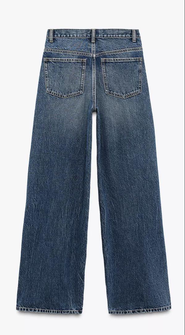 ZARA】TRF ハイウエストクロスベルトワイドレッグジーンズ40