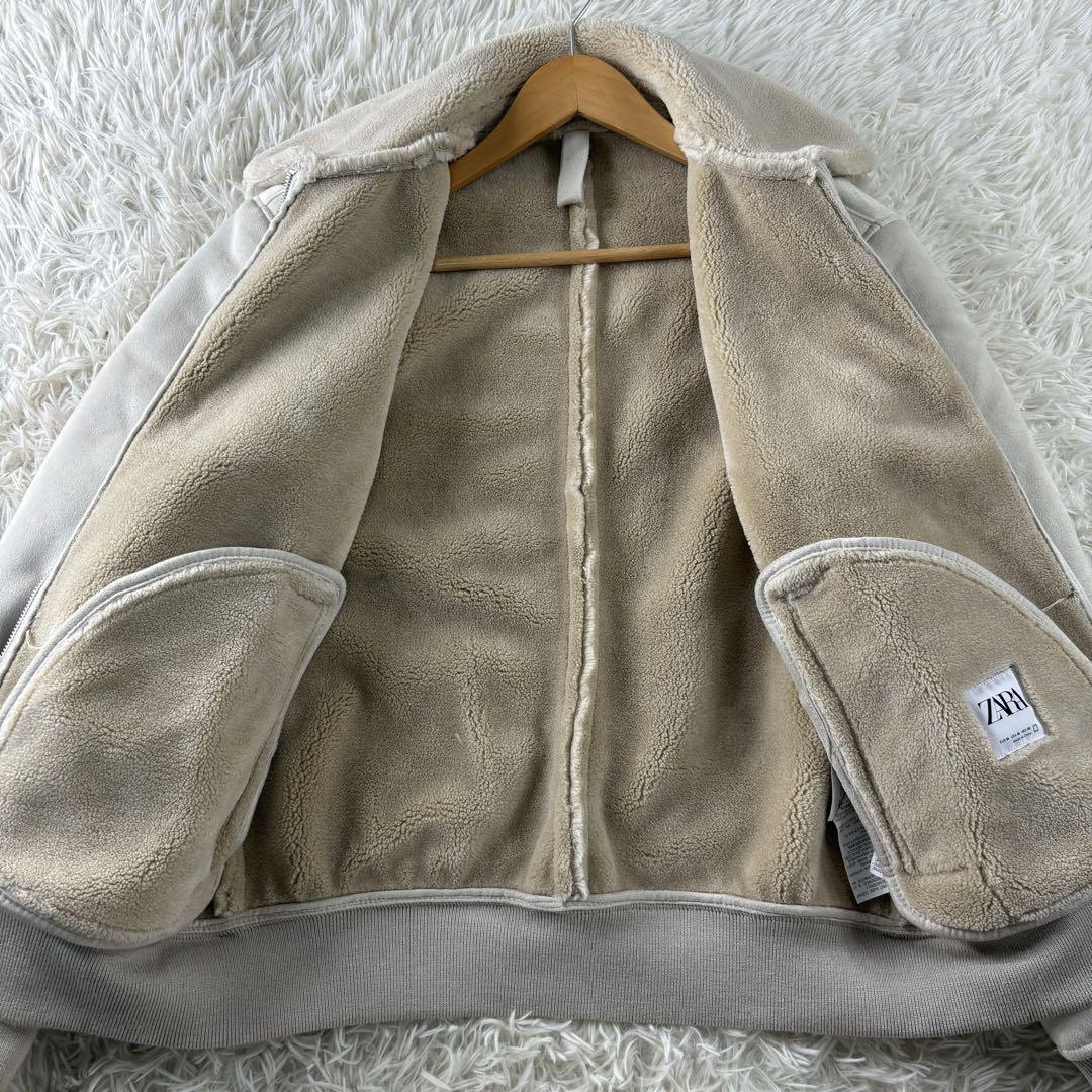 美品✨ZARA ムートンジャケット ホワイト ライダース ボア