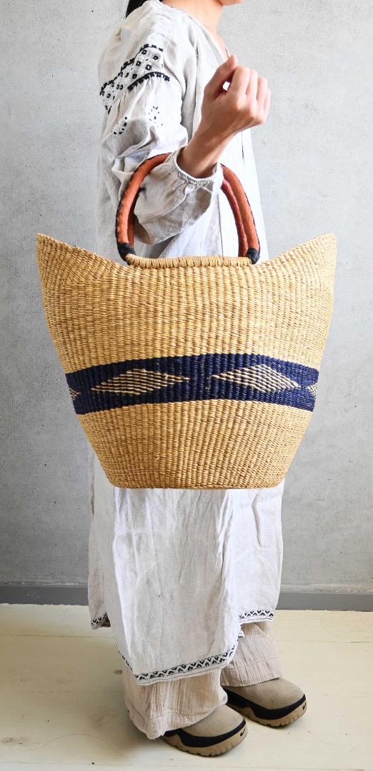 新品/アフリカ ガーナ製/ブルキナマルシェバッグ/39×50cm/ナチュラル
