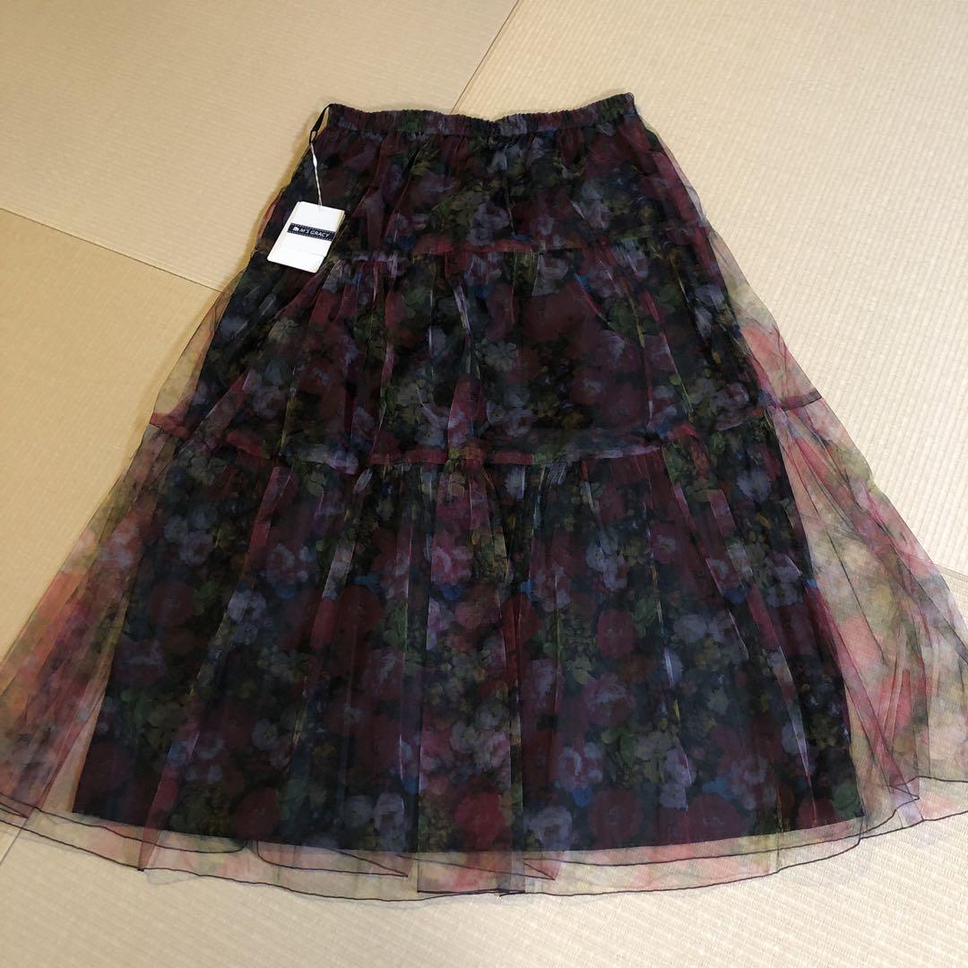 お値下げ❣️新品❣️フラワープリントチュールスカート