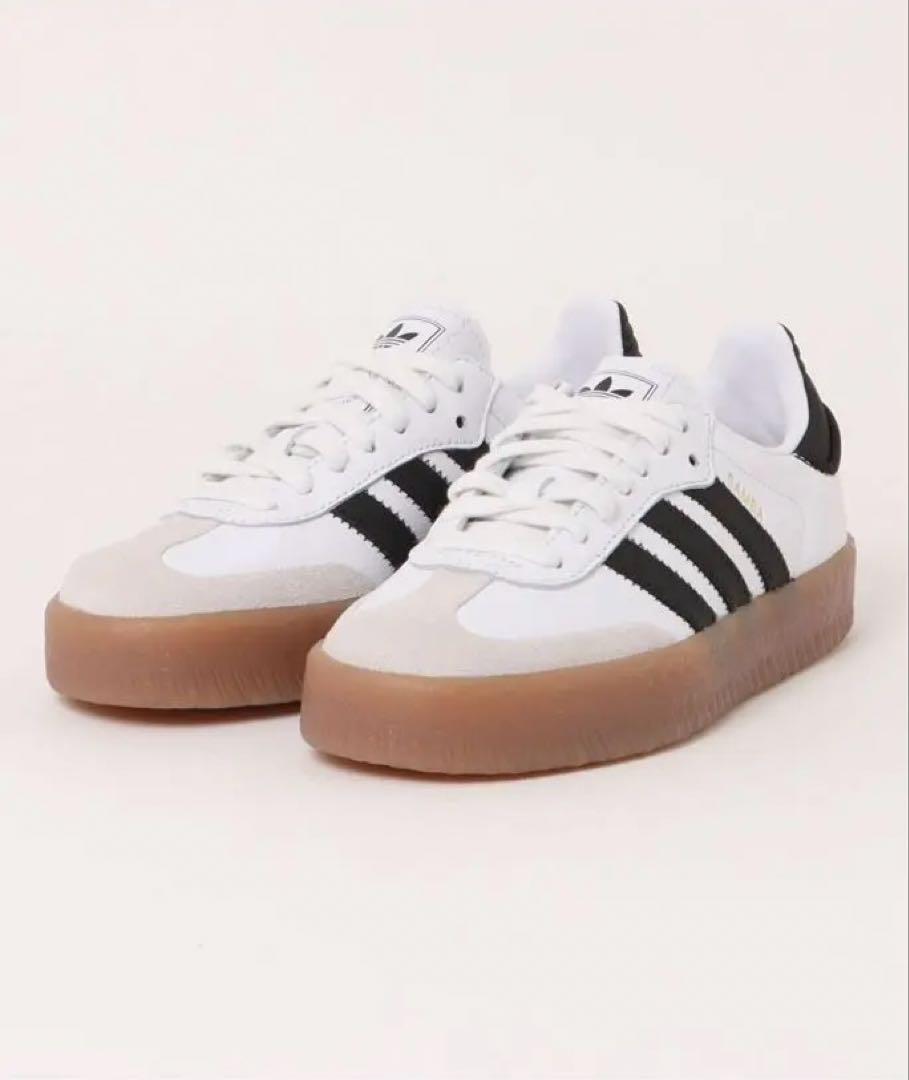 adidas samba ホワイト ブラック スニーカー - メルカリ