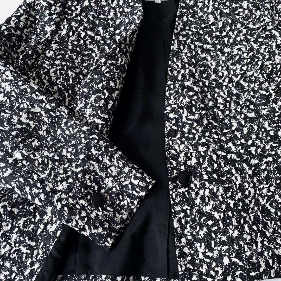 【極美品】★jun ashida　ノーカラー　総柄　シルクジャケット　Ｌ