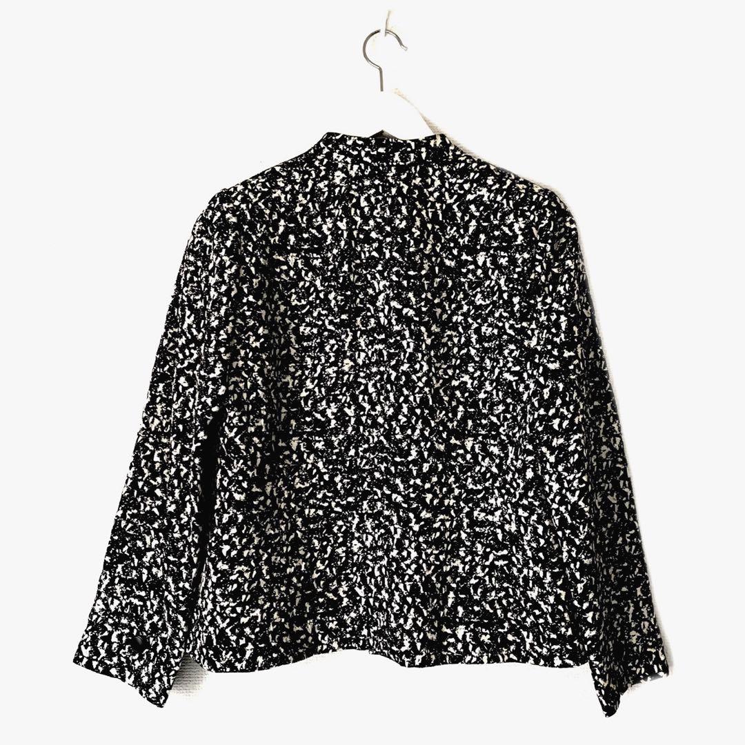 【極美品】★jun ashida　ノーカラー　総柄　シルクジャケット　Ｌ