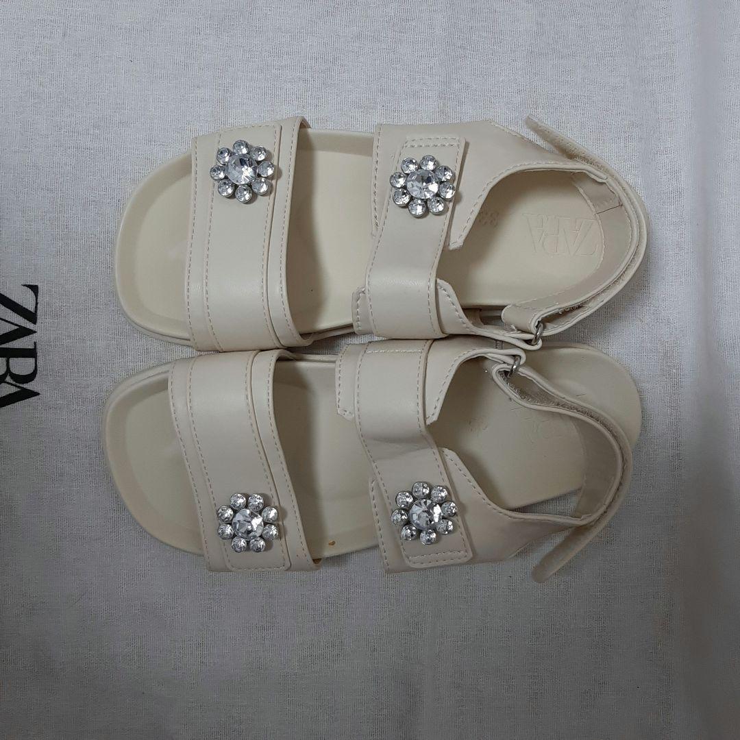 新品】ZARA ザラ サンダル ビジュー キッズ 女の子 フラット