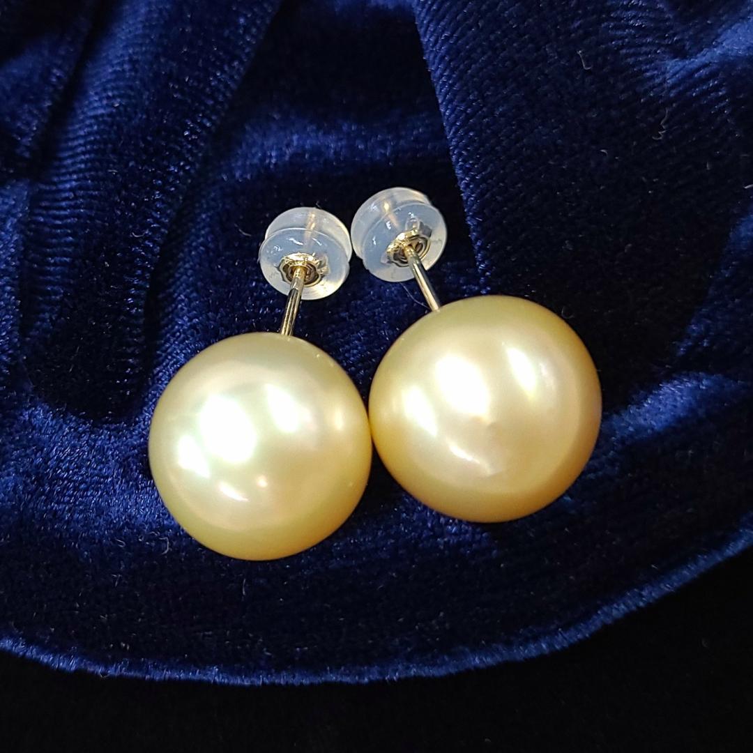 激安!12mm UP 白蝶 真珠 ゴールデン パール K18 YG ピアス 鑑別 激安!12mm UP 白蝶 真珠 ゴールデン パール K18 YG ピアス 鑑別