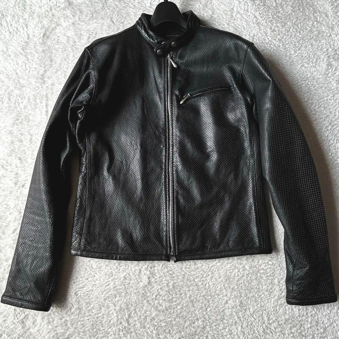 美品ハーレーダビットソン レザー ライダース パンチング大きいサイズ