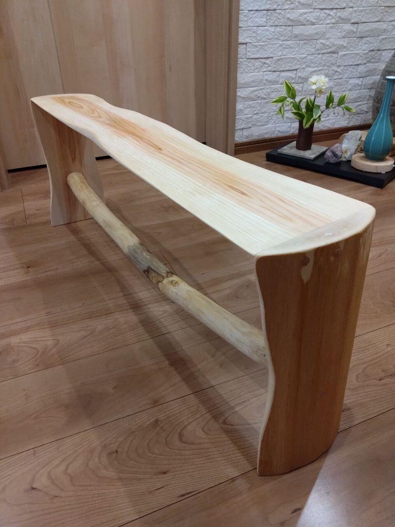 大人気新品 檜のベンチ59 ミニベンチ、フラワースタンド、丸太風で座り ソファ・ベンチ