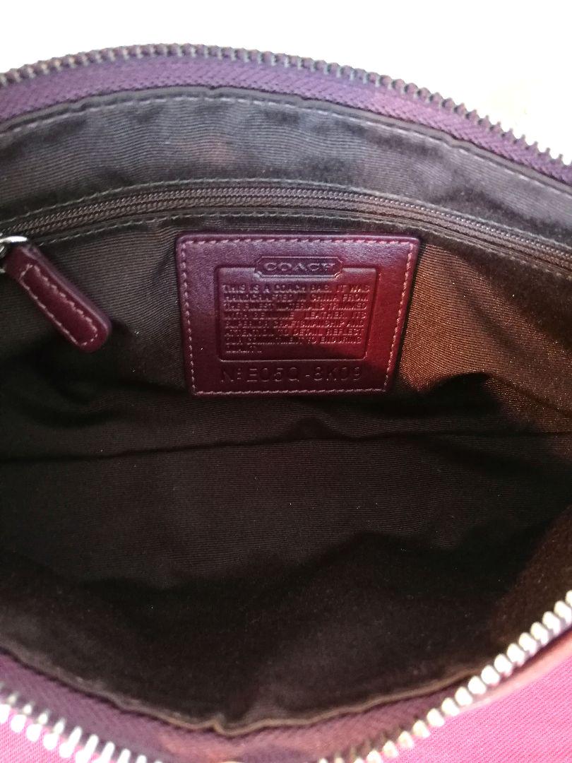 美品♥COACHショルダーバッグ シグネチャー パープル スエード