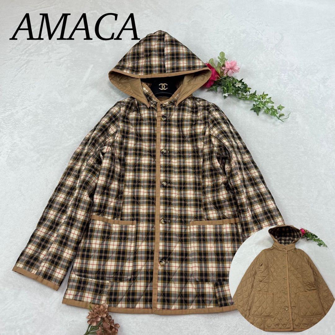 J255 M アマカ キルティングジャケット ベージュ レディースM・AMACA