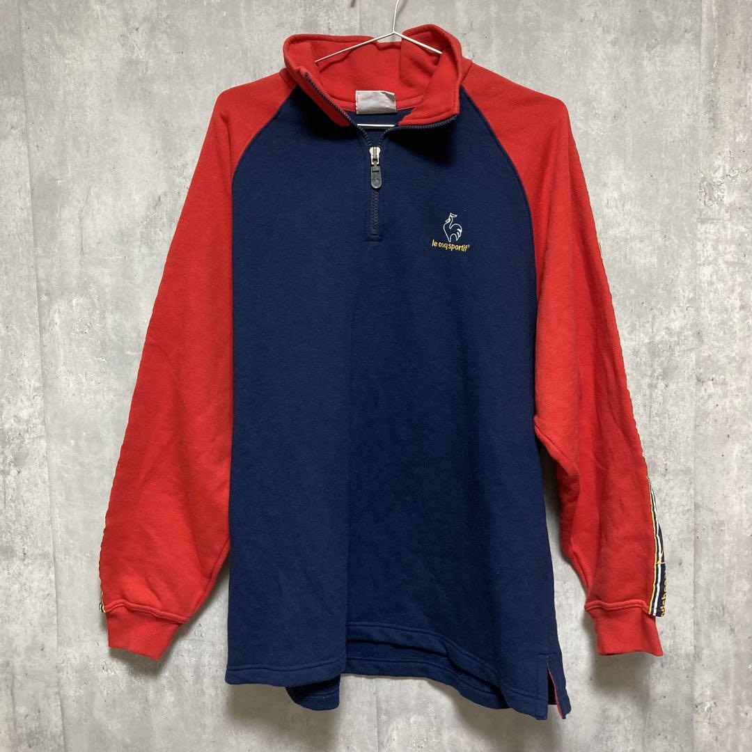 le coq sportif ルコック 長袖 ハーフジップトレーナー 赤 紺 M