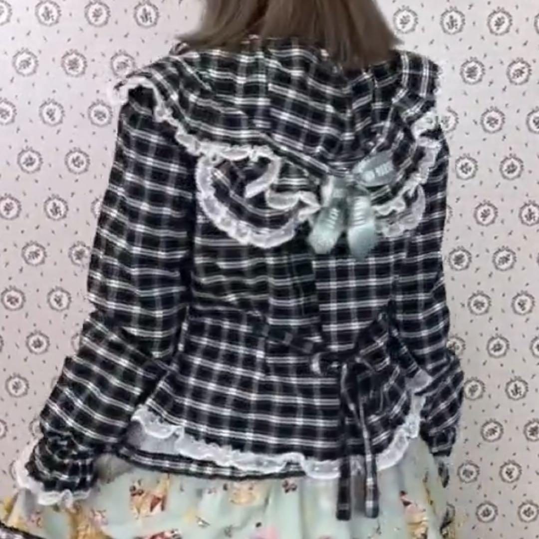 ギンガムチェックくま耳ブラウス