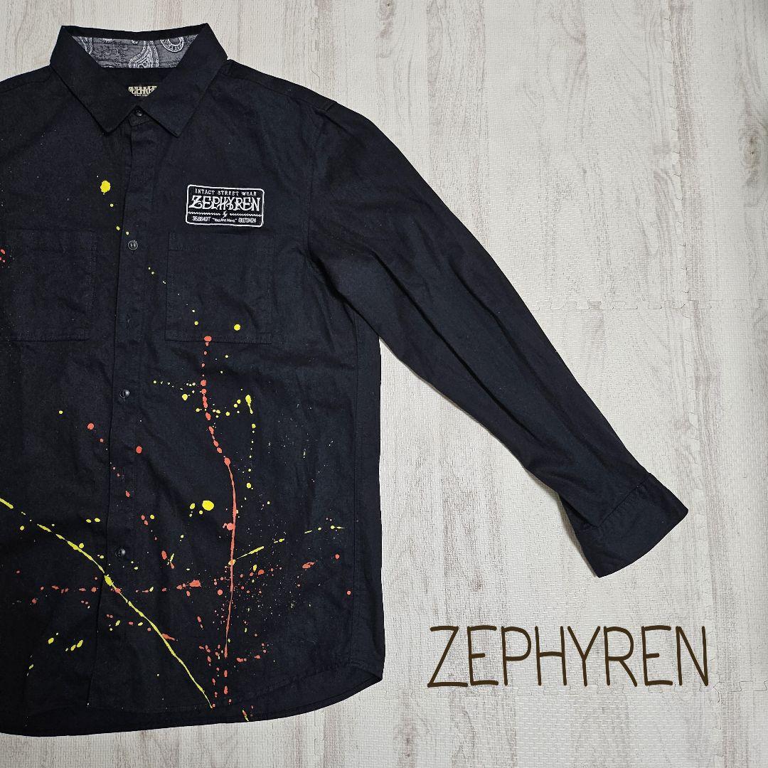 ZEPHYREN スプラッタープリント 長袖シャツ