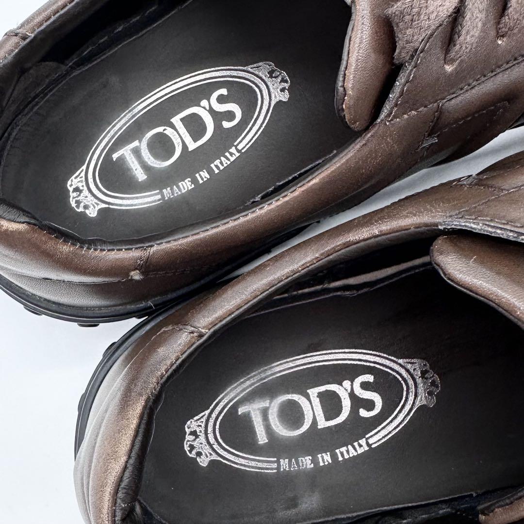 定価9.7万✨TOD'S トッズ Tロゴ レザー スニーカー ブラウン 26.5