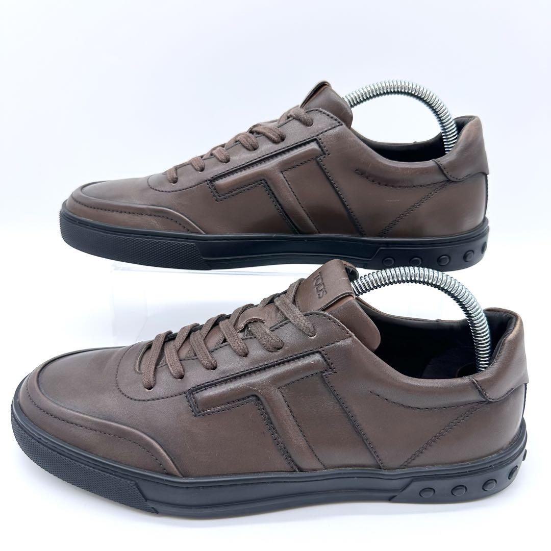 定価9.7万✨TOD'S トッズ Tロゴ レザー スニーカー ブラウン 26.5