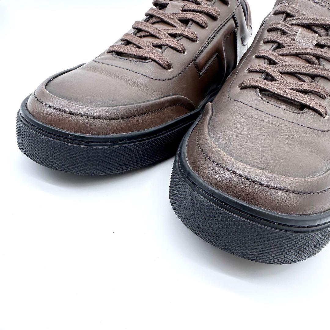 定価9.7万✨TOD'S トッズ Tロゴ レザー スニーカー ブラウン 26.5