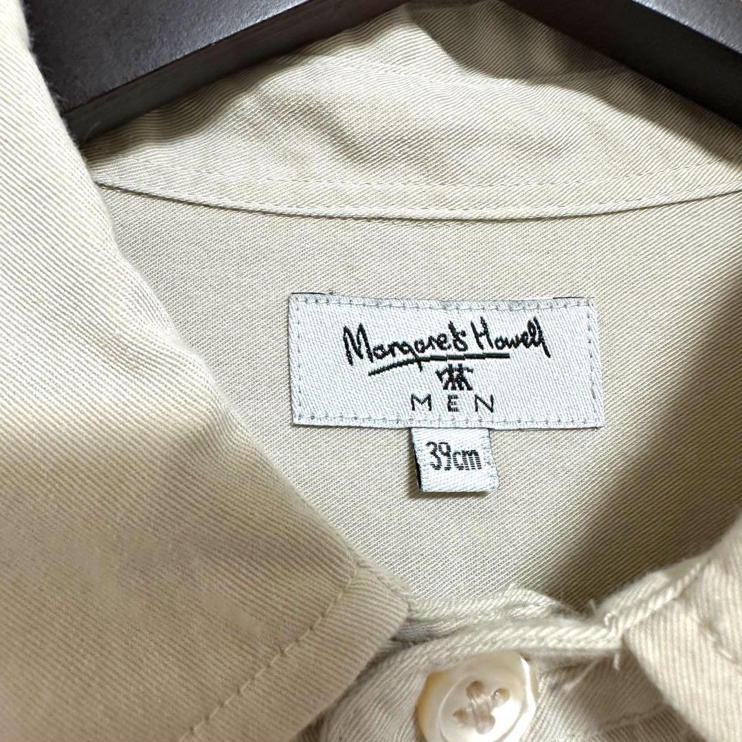 美品 OLD margaret howell コットン シャツ ベージュ 旧タグ】マーガレットハウエル レギュラーカラー シャツ
