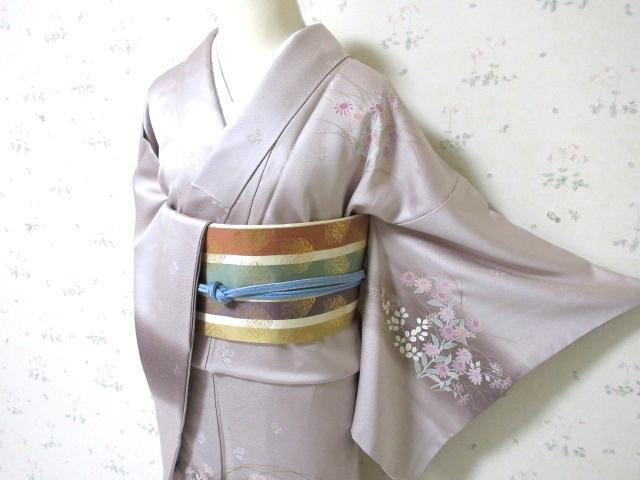 超激得人気 2割引き❗G78 菊と萩 淡いアズキ色訪問着 美品 3dCt8-m69701555329 数量限定定番