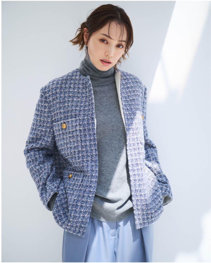 極美品 蛯原さん着用 ミラーオーウェン 金ボタン ノーカラー