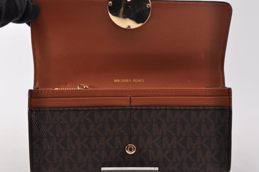 美品 MICHAEL KORS マイケルコース 長財布 PVC レザー ブラウン