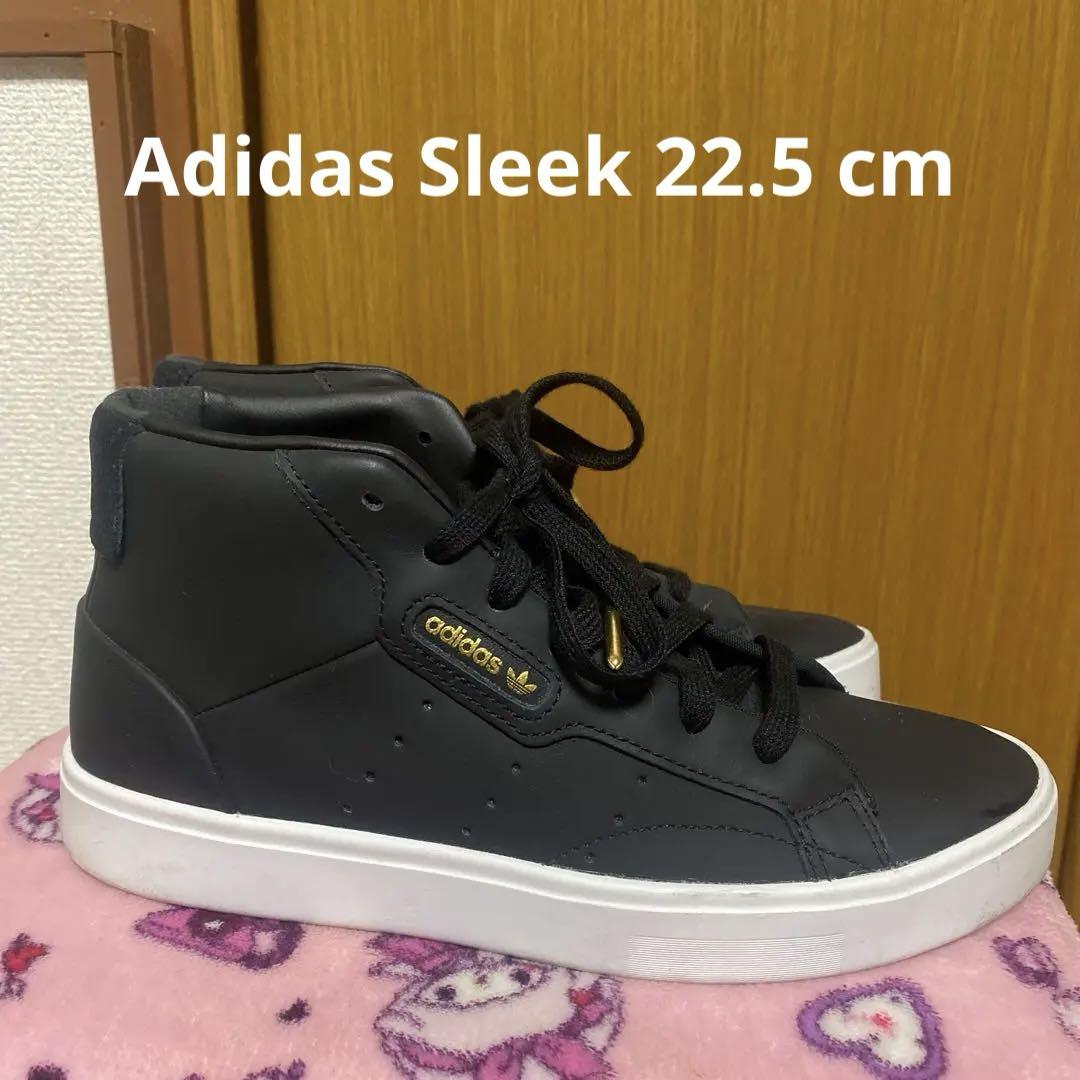 adidas アディダス スリークミッド レザーミドルカットスニーカー22.5