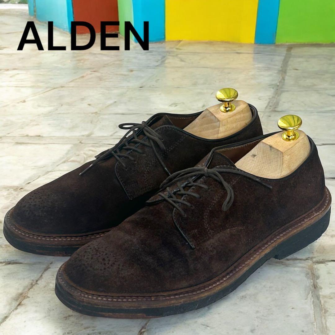 オールデンモディファイドラストスエードプレーントゥ ダークブラウン25.525.5cm Alden