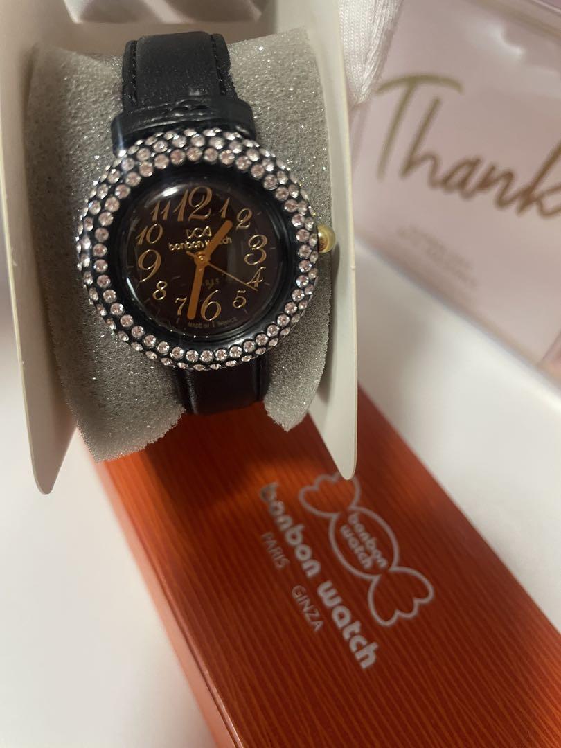 bonbon watch 腕時計 ラインストーン ブラック レディース