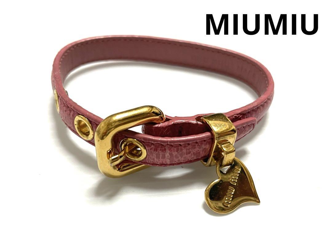 MIUMIU ブレスレット　レザー　ゴールド金具　レディース　アクセサリー