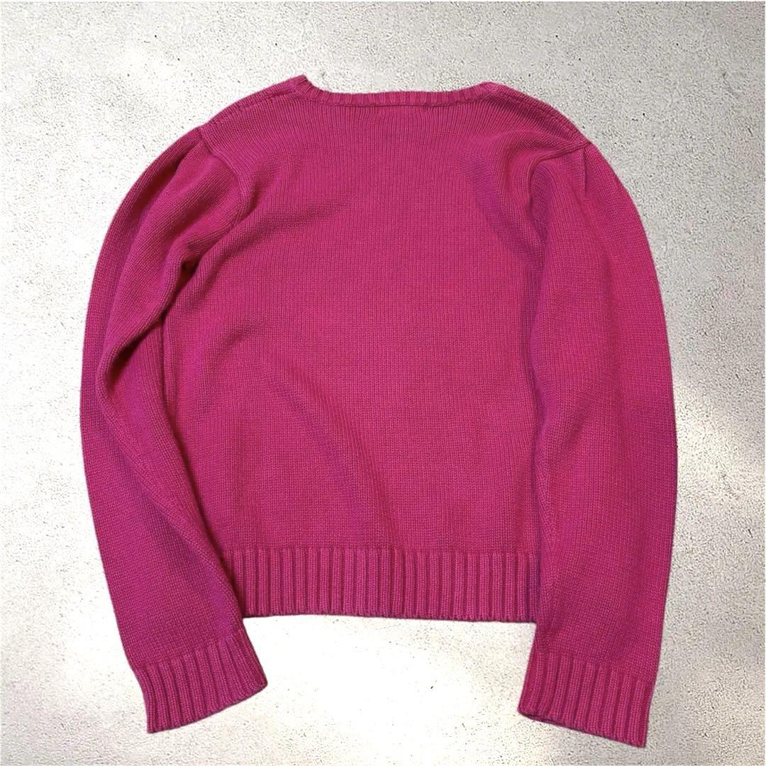 Ralph Lauren】希少！フラッグ コットンクルーネックセーター 古着 レディース