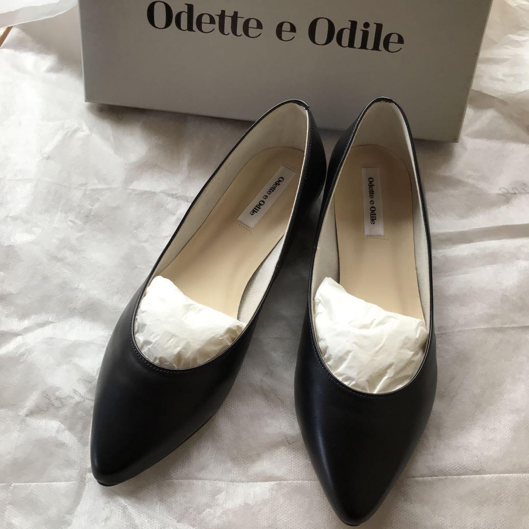 Odette e Odile パンプス ブラック フラットシューズ 23 本革