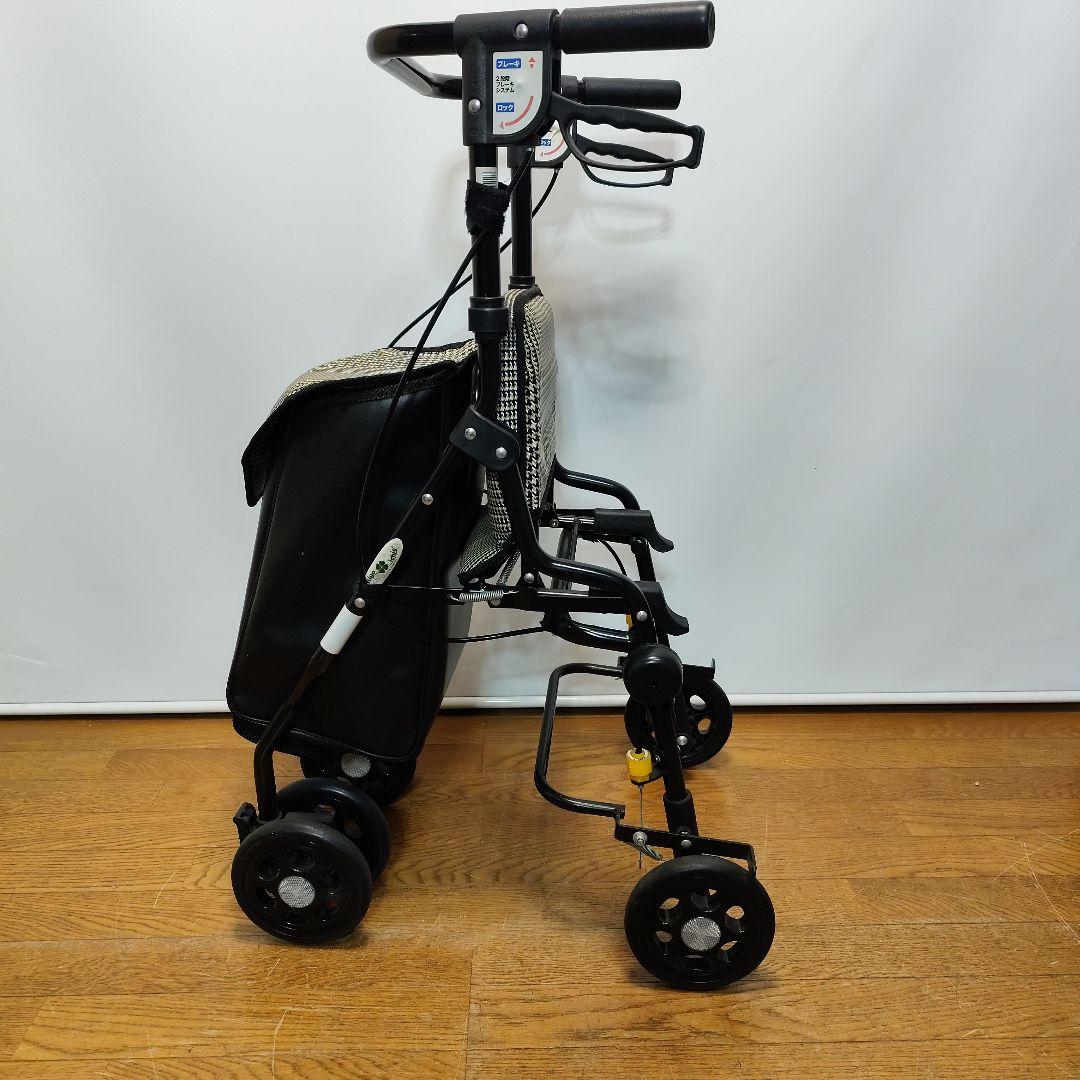折りたたみ式シルバーカー 黒 チェック柄