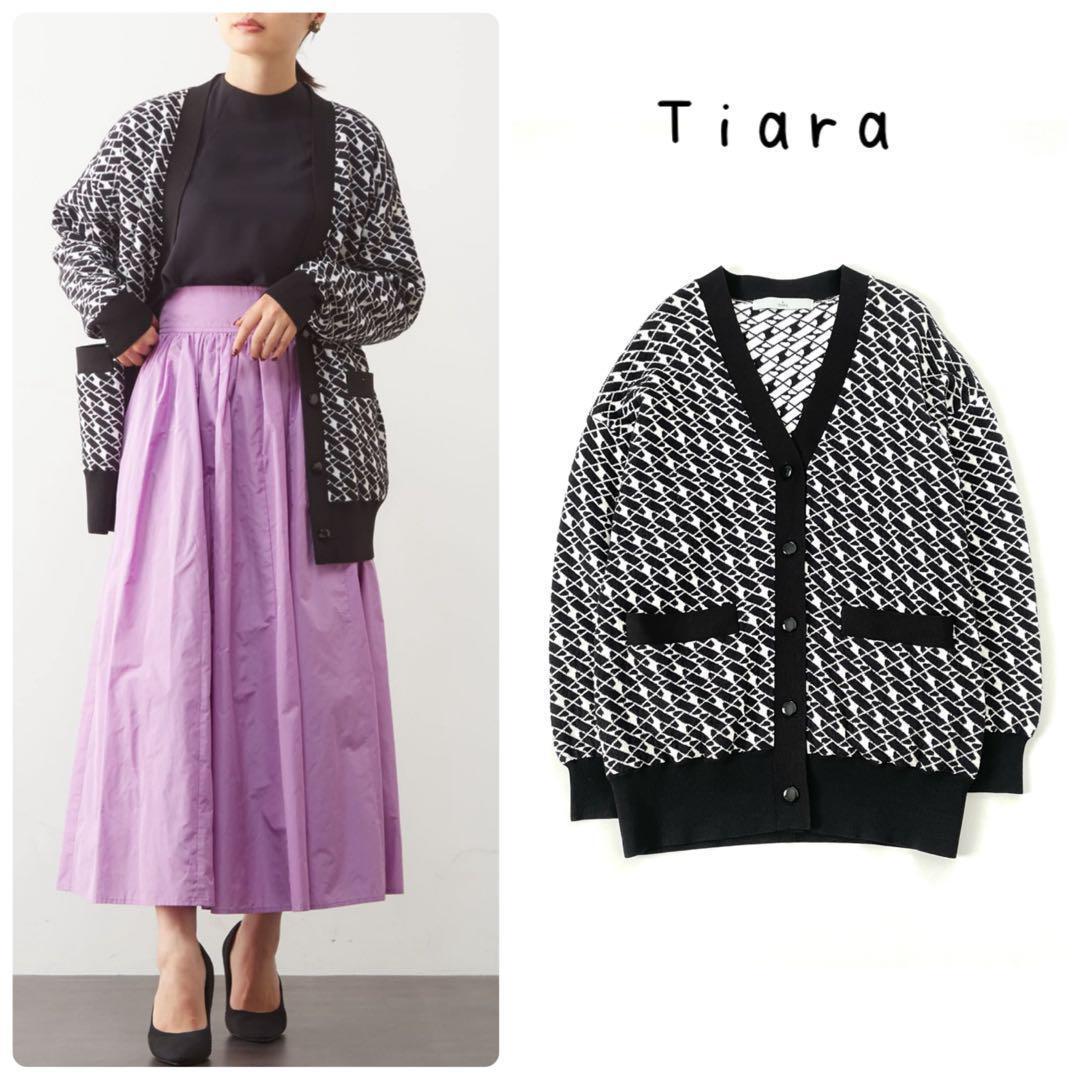 定価3万2023■ティアラ　ニットジャガードカーディガン