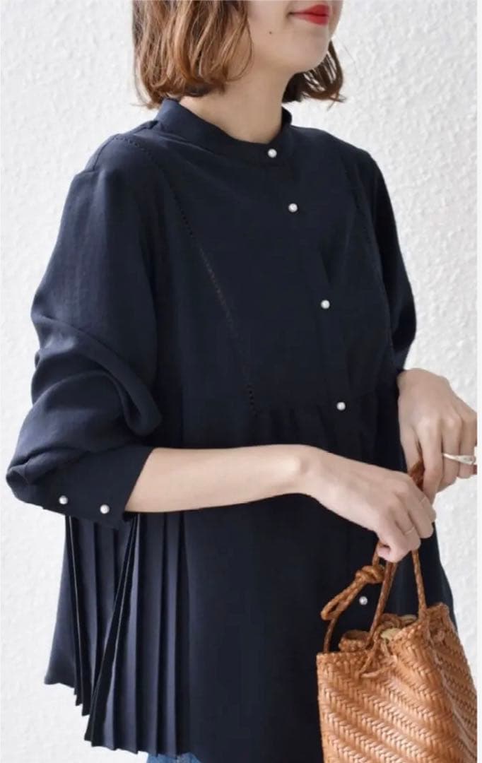 最安値挑戦】 【専用】手洗い可能>ストレッチ ブラウス◇ プリーツ