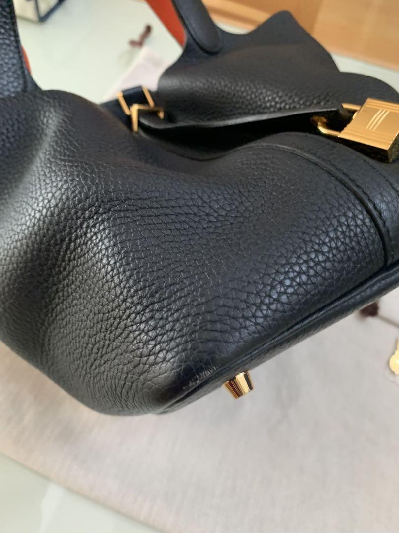 美品　エルメス　ピコタンロック MM エクラ ブルーインディゴ Ｔ刻印　濃紺