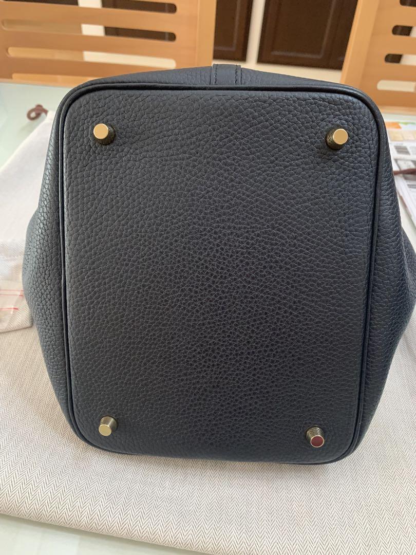 美品　エルメス　ピコタンロック MM エクラ ブルーインディゴ Ｔ刻印　濃紺