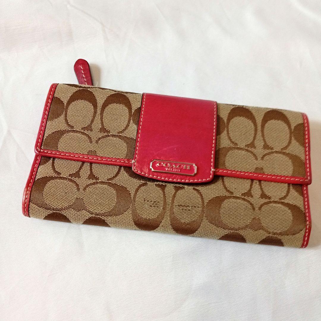 COACH コーチ 長財布 ベージュピンク ストラップ付き新品