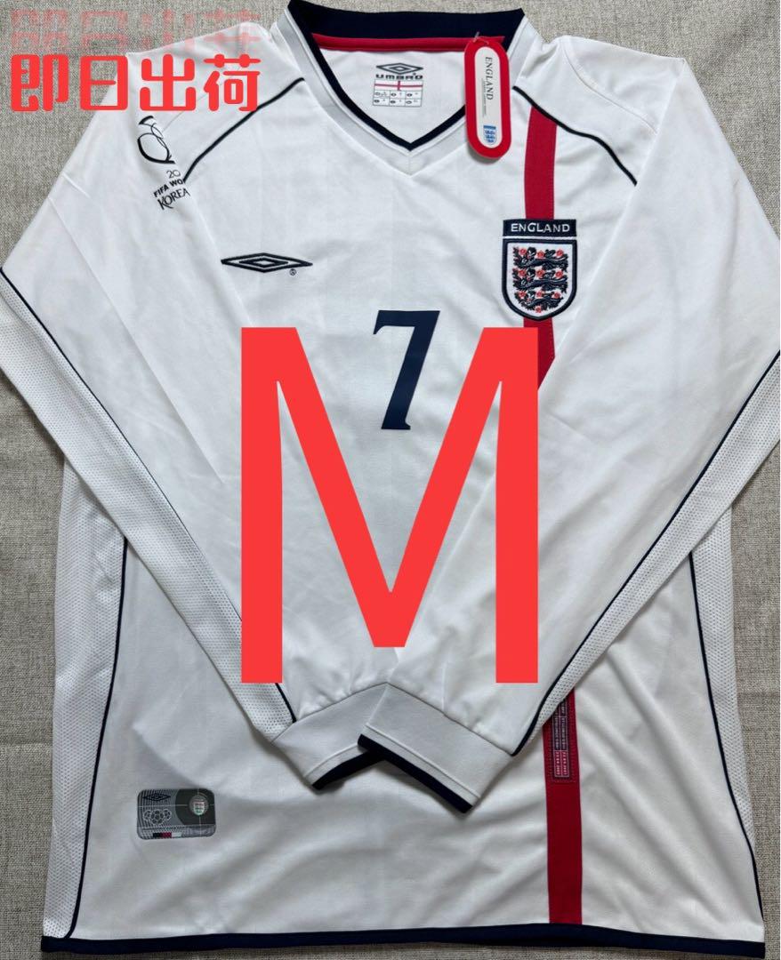 イングランド代表 7番BECKHAM 02日韓W杯 ユニフォーム 白 Mサ