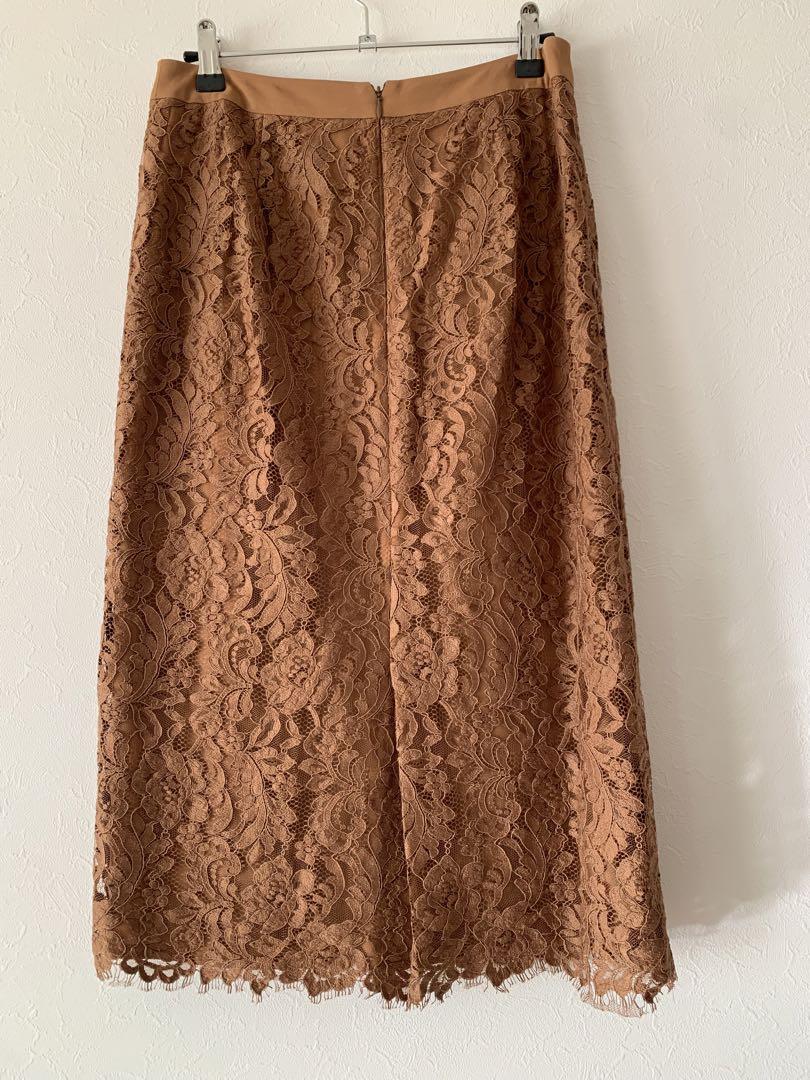 美品　BEIGE ベージ　Iライン　レーススカート ブラウン　4