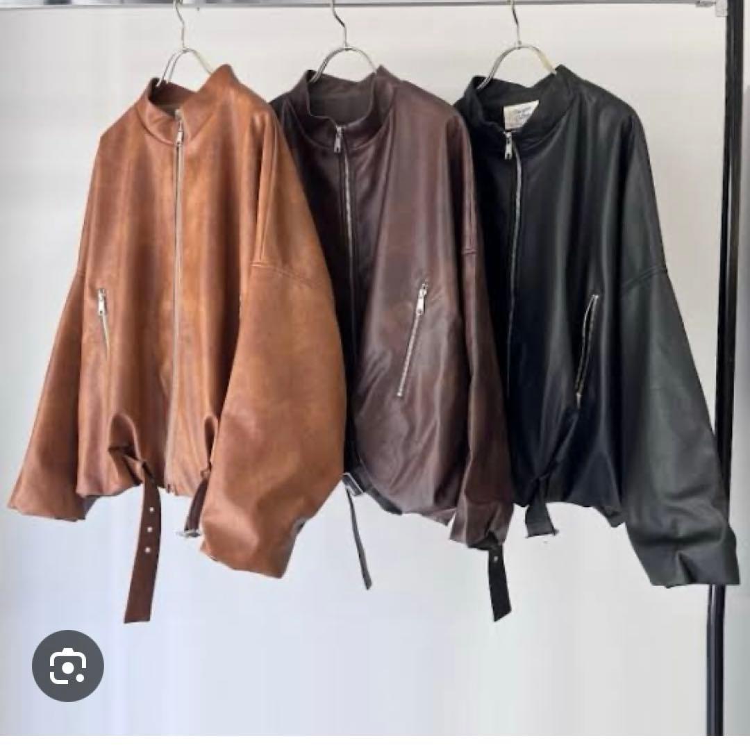 【MARGAUX】マルゴーヴィンテージフェイクレザージャケット ブラック