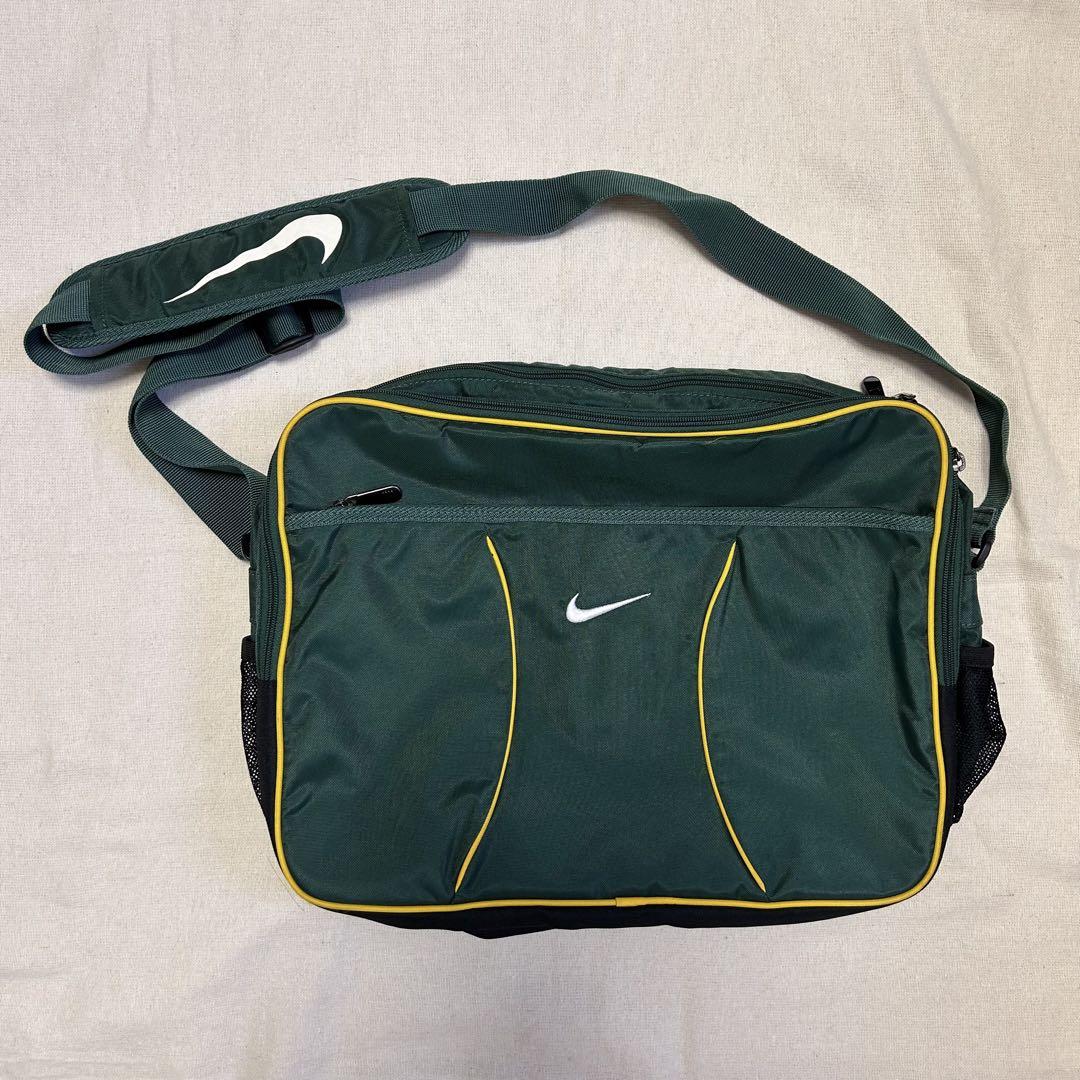 90s 00s OLD NIKE メッセンジャーバッグ グリーン 緑 スクール