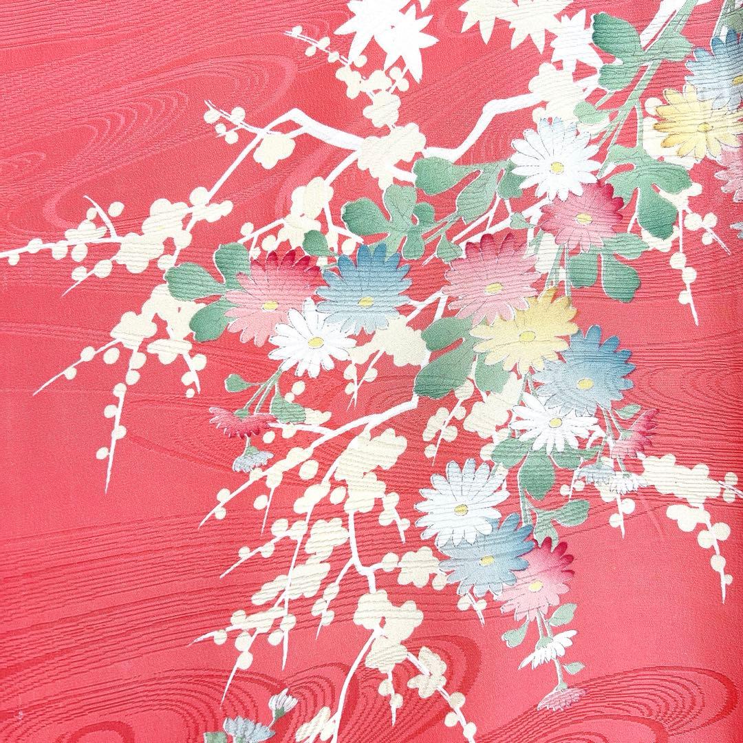 小紋 菊花 楓 流水地紋 着物 111tz 小紋 菊花 楓 流水地紋 着物 111tz