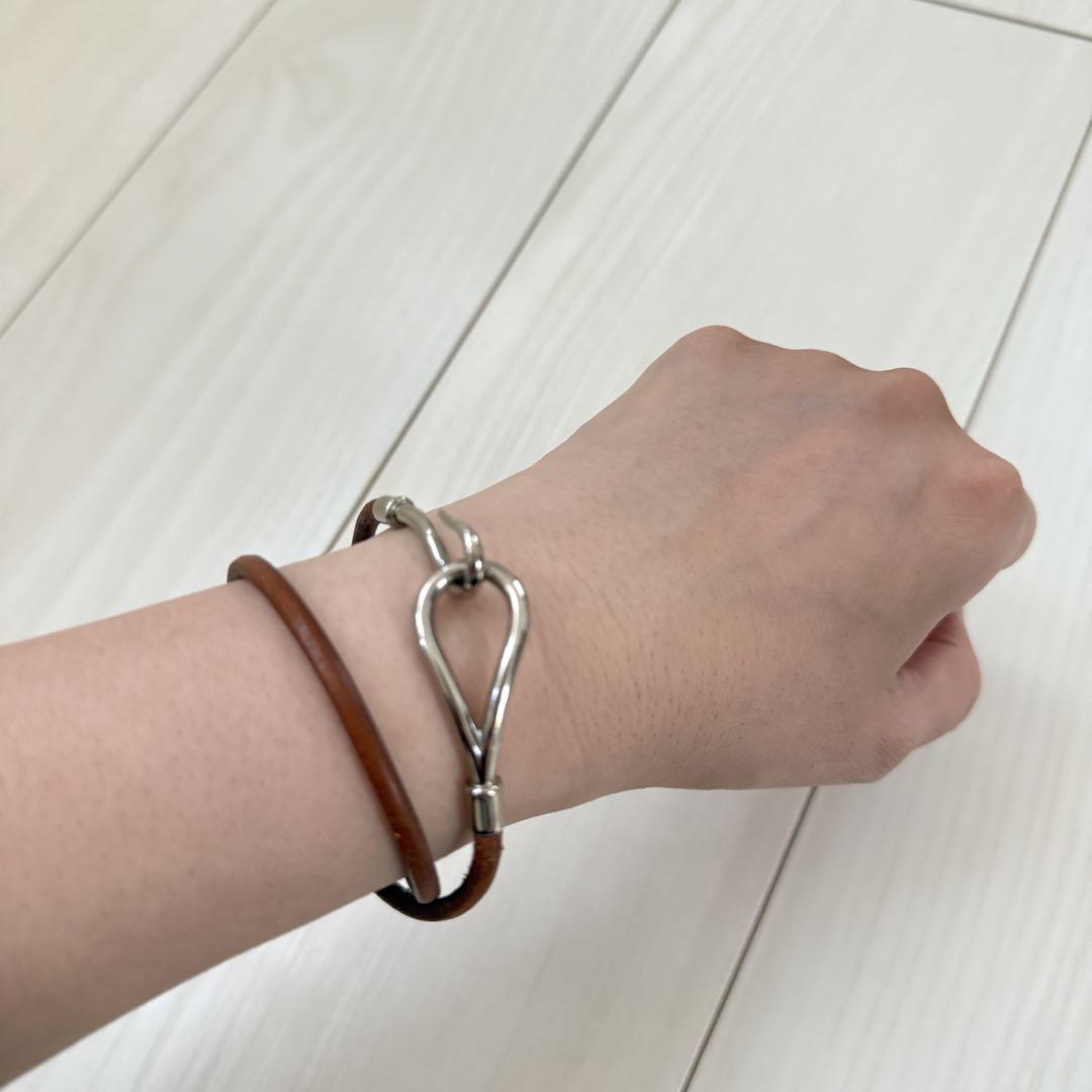 【美品】HERMES エルメス ジャンボ ブレスレット シルバー金具 HERMES エルメス ジャンボ 2連ブレスレット シルバー金具 チョーカー