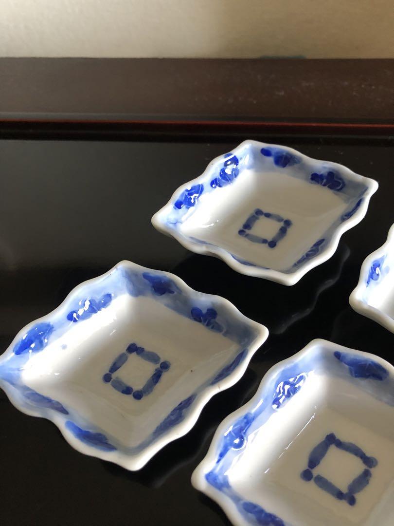 骨董 染付 菱形 変形 豆皿 ６客セット アンティーク
