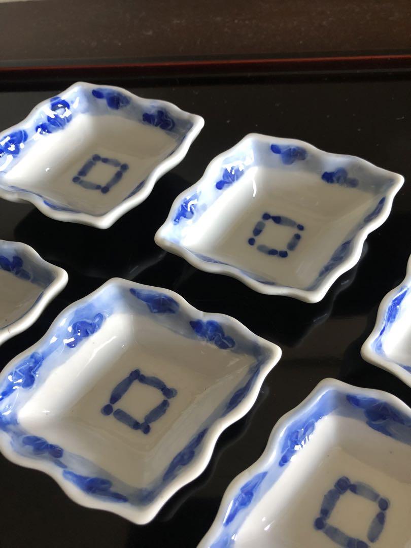 骨董 染付 菱形 変形 豆皿 ６客セット アンティーク