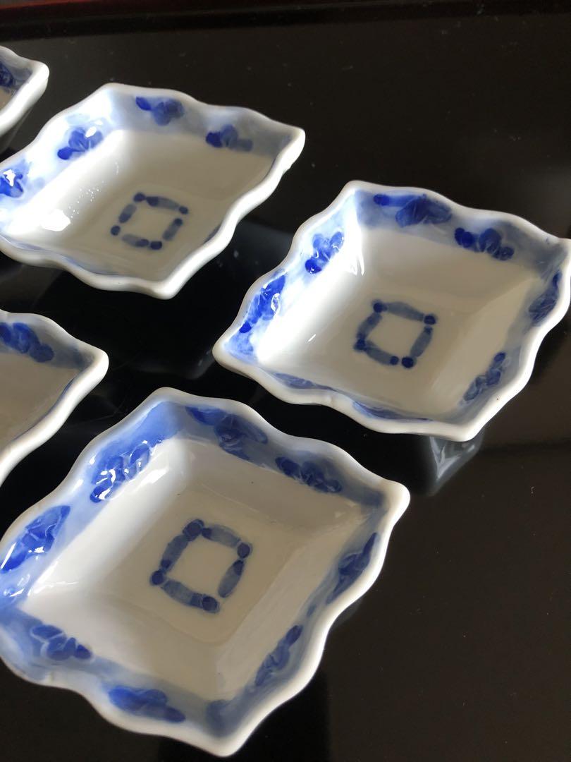 骨董 染付 菱形 変形 豆皿 ６客セット アンティーク