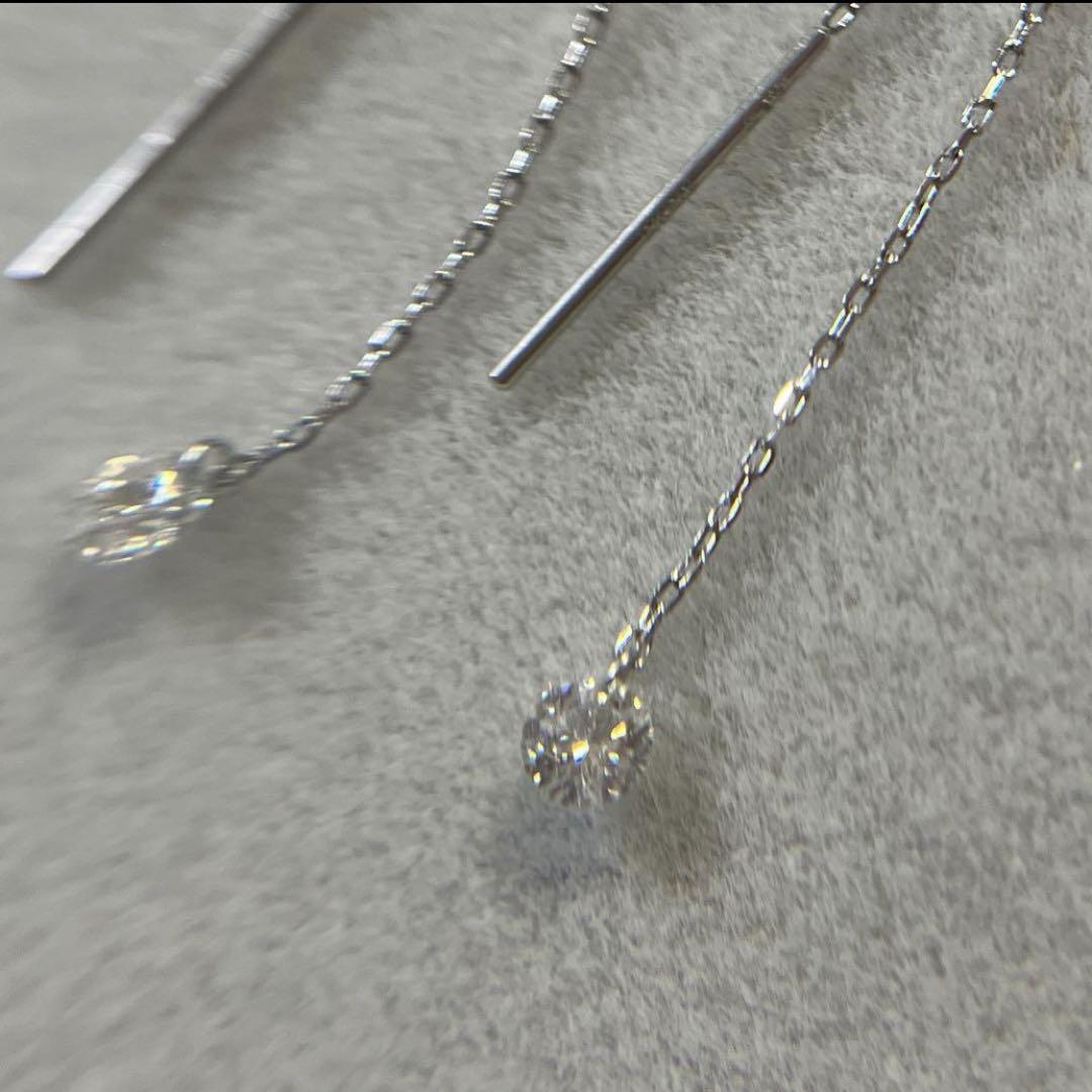K18WG ♡ ダイヤアメリカンピアス 0.20ct ダイヤモンドピアス